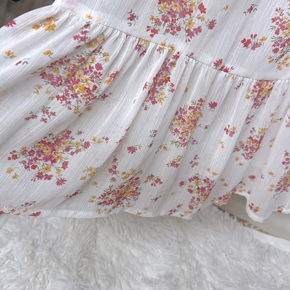 New Vince Camuto boho floral V-neck tiered ruffle mini dress size L - Picture 2 of 9